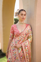 Designer Paithani Patola Sparrow Saree in Banarasi Soft Silk