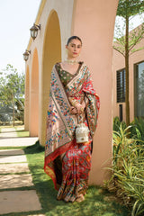 Designer Paithani Patola Sparrow Saree in Banarasi Soft Silk