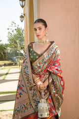 Designer Paithani Patola Sparrow Saree in Banarasi Soft Silk