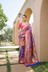 Designer Paithani Patola Sparrow Saree in Banarasi Soft Silk