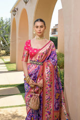 Designer Paithani Patola Sparrow Saree in Banarasi Soft Silk