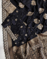 Black Banarasi Festival Saree – Makar Sankranti Design (Unstiched Blouse)
