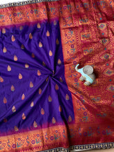 Paithani Silk Peacock Motif Banarasi Saree with Lace
