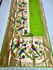 Kanchivaram Paithani Silk Big Parrot Zari Border Saree