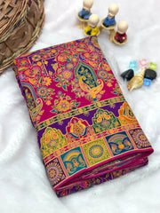 Pure Viscose Silk Meenakari Position Weaving Saree