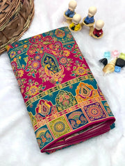 Pure Viscose Silk Meenakari Position Weaving Saree