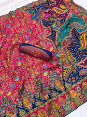 Pure Viscose Silk Meenakari Position Weaving Saree