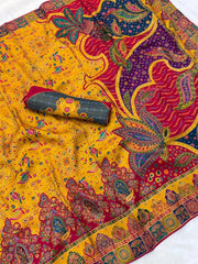Pure Viscose Silk Meenakari Position Weaving Saree
