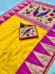 Pure Soft Kanchivaram Temple Paithani Silk Saree