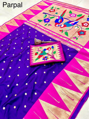 Pure Soft Kanchivaram Temple Paithani Silk Saree