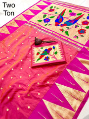 Pure Soft Kanchivaram Temple Paithani Silk Saree