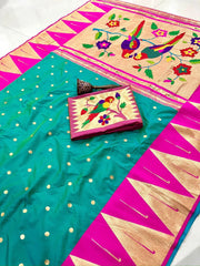 Pure Soft Kanchivaram Temple Paithani Silk Saree