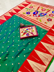 Pure Soft Kanchivaram Temple Paithani Silk Saree