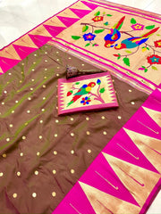Pure Soft Kanchivaram Temple Paithani Silk Saree