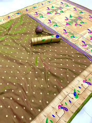 Soft Silk Parrot Peacock Border Paithani Saree