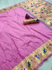 Soft Silk Parrot Peacock Border Paithani Saree