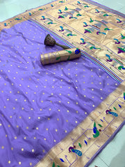Soft Silk Parrot Peacock Border Paithani Saree