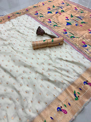 Soft Silk Parrot Peacock Border Paithani Saree