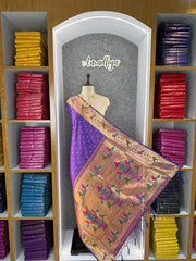 Dupatta - Pure Zari Peacock Motif Paithani Dupatta