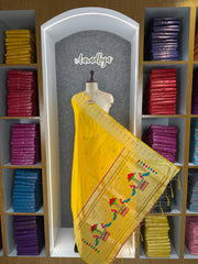 Dupatta - Pure Zari Traditional Peacock Motifs Paithani Dupatta