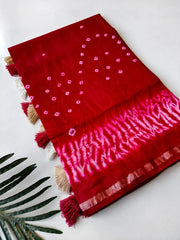 Pure Cotton Hand-Dyed Bandhej Saree
