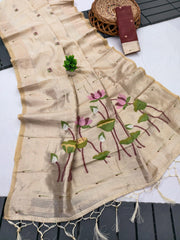 Pure Muga Cotton Lotus Paithani Saree