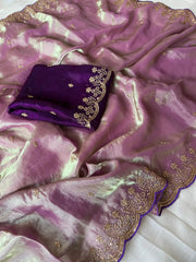 Space Silk Embroidery Party Wear Saree