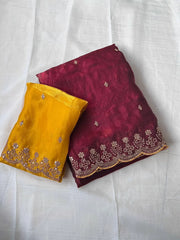 Space Silk Embroidery Party Wear Saree