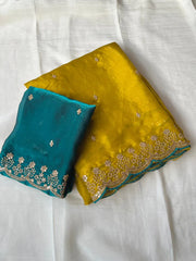 Space Silk Embroidery Party Wear Saree