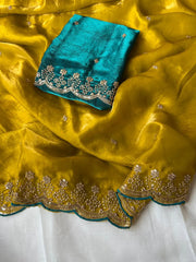 Space Silk Embroidery Party Wear Saree