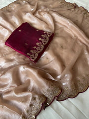 Space Silk Embroidery Party Wear Saree