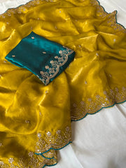 Space Silk Embroidery Party Wear Saree
