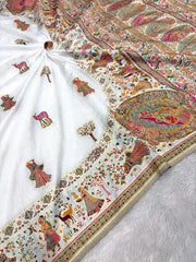 Hand-Dyed Rajwadi Pashmina Silk Saree