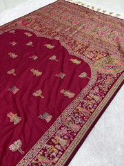 Hand-Dyed Rajwadi Pashmina Silk Saree