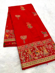 Hand-Dyed Rajwadi Pashmina Silk Saree