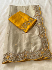 Heavy Rangoli Silk (soft) Material Embroidery Work Saree