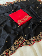 Heavy Rangoli Silk (soft) Material Embroidery Work Saree