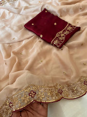 Heavy Rangoli Silk (soft) Material Embroidery Work Saree