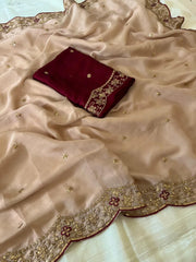 Heavy Rangoli Silk (soft) Material Embroidery Work Saree