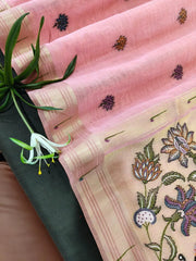 New Concept Resham Weaving Muga Cotton Paithani Saree