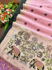 New Concept Resham Weaving Muga Cotton Paithani Saree