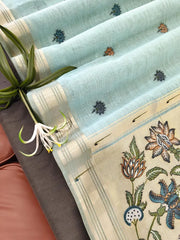 New Concept Resham Weaving Muga Cotton Paithani Saree