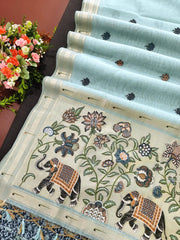 New Concept Resham Weaving Muga Cotton Paithani Saree