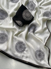 Pure Crush Fabric Embroidered Butta Saree