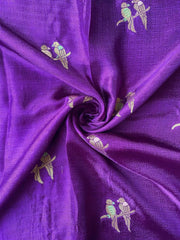 Pure Jute Crush Parrot Buttis with Lace Border Saree