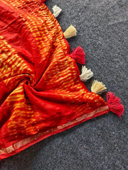 Pure Cotton Hand Dyed Bandhej Sibori Saree