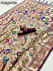 All Over Jaal Weaving Brocket Paithani Soft Silk Saree