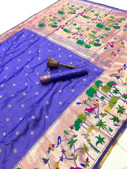 Forest Meena Zari Pallu Paithani Saree