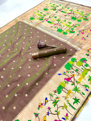 Forest Meena Zari Pallu Paithani Saree