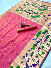 Forest Meena Zari Pallu Paithani Saree